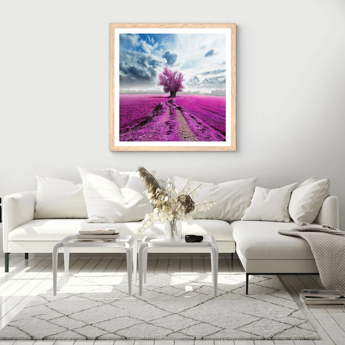 Poster în ramă de stejar deschis - Câmpul cu iarbă neagră - 50x50 cm