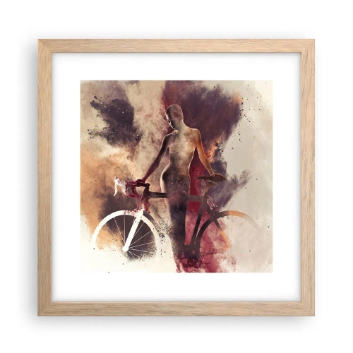Poster în ramă de stejar deschis - În forme de marmură sufletul ciclist - 30x30 cm