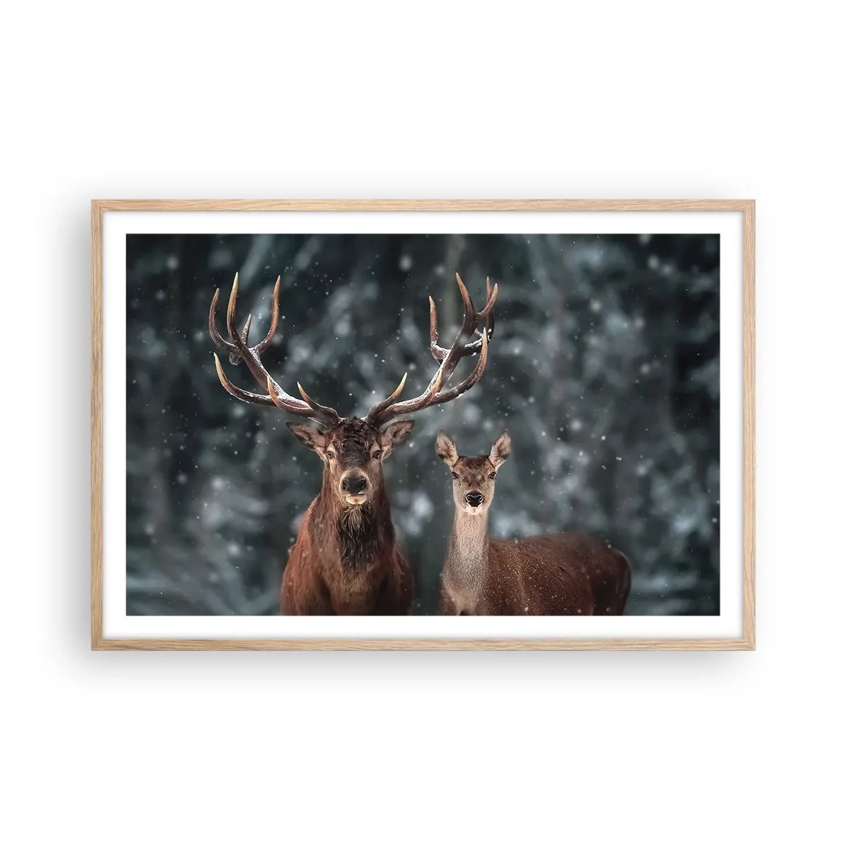 Poster în ramă de stejar deschis - Stăpânul pădurii și soția sa - 91x61 cm