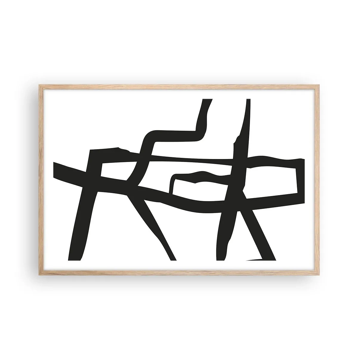 Poster în ramă de stejar deschis - Construcție în alb și negru - 91x61 cm