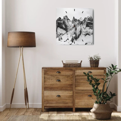 Ceas de perete - Ceas pe sticlă - Amenințarea crestei de granit - 40x40 cm
