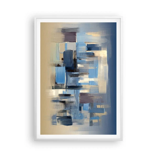 Poster în ramă albă - Construcție albastră - 70x100 cm