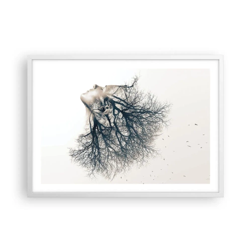 Poster în ramă albă - Ascultând șoapta copacului - 70x50 cm