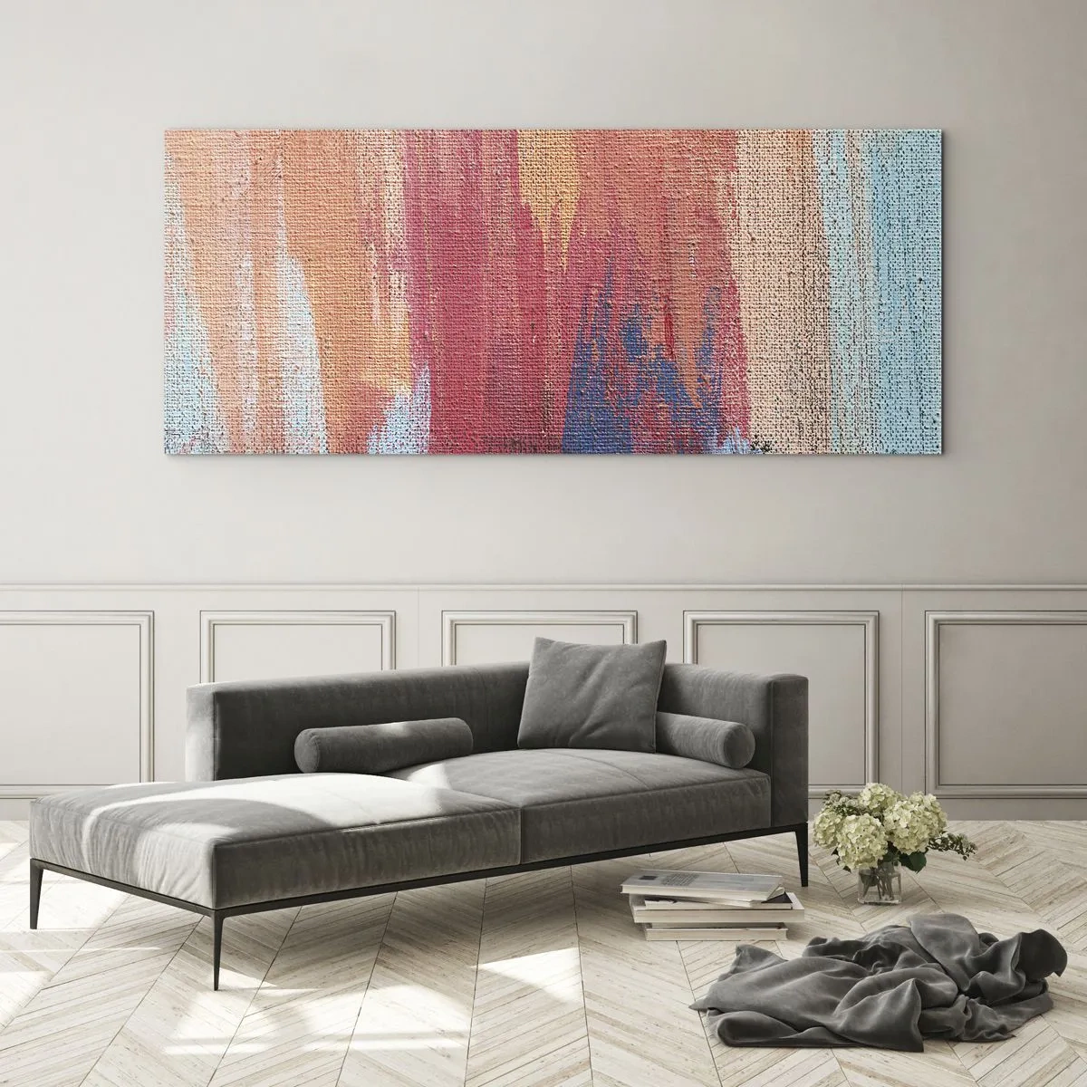 Tablou pe sticlă - Plutind prin curcubeu - 100x40 cm