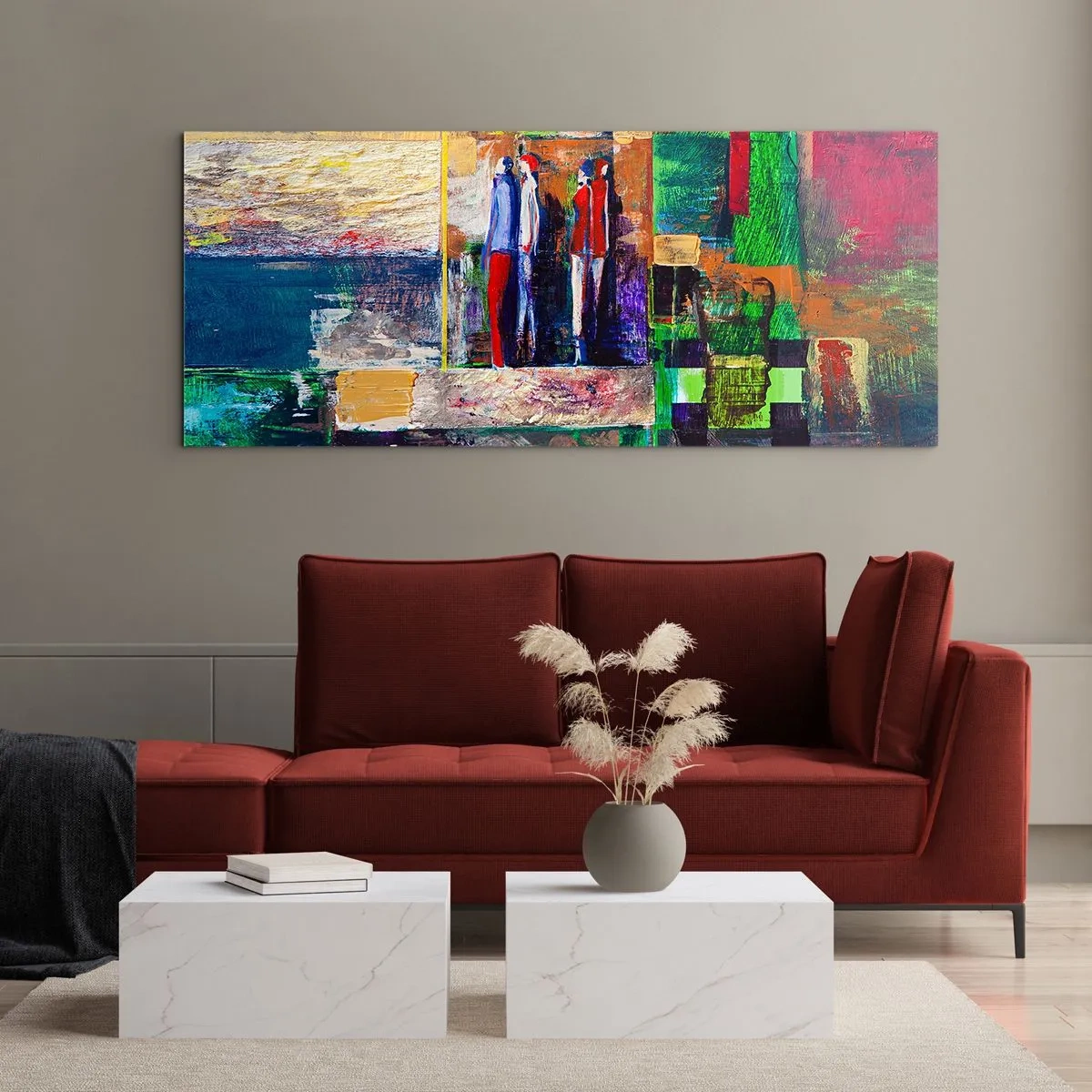 Tablou pe sticlă - Relații și emoții - 100x40 cm