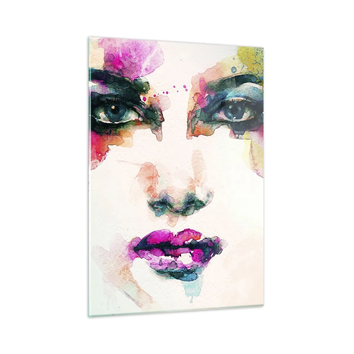 Tablou pe sticlă - Portret pictat cu un curcubeu - 50x70 cm