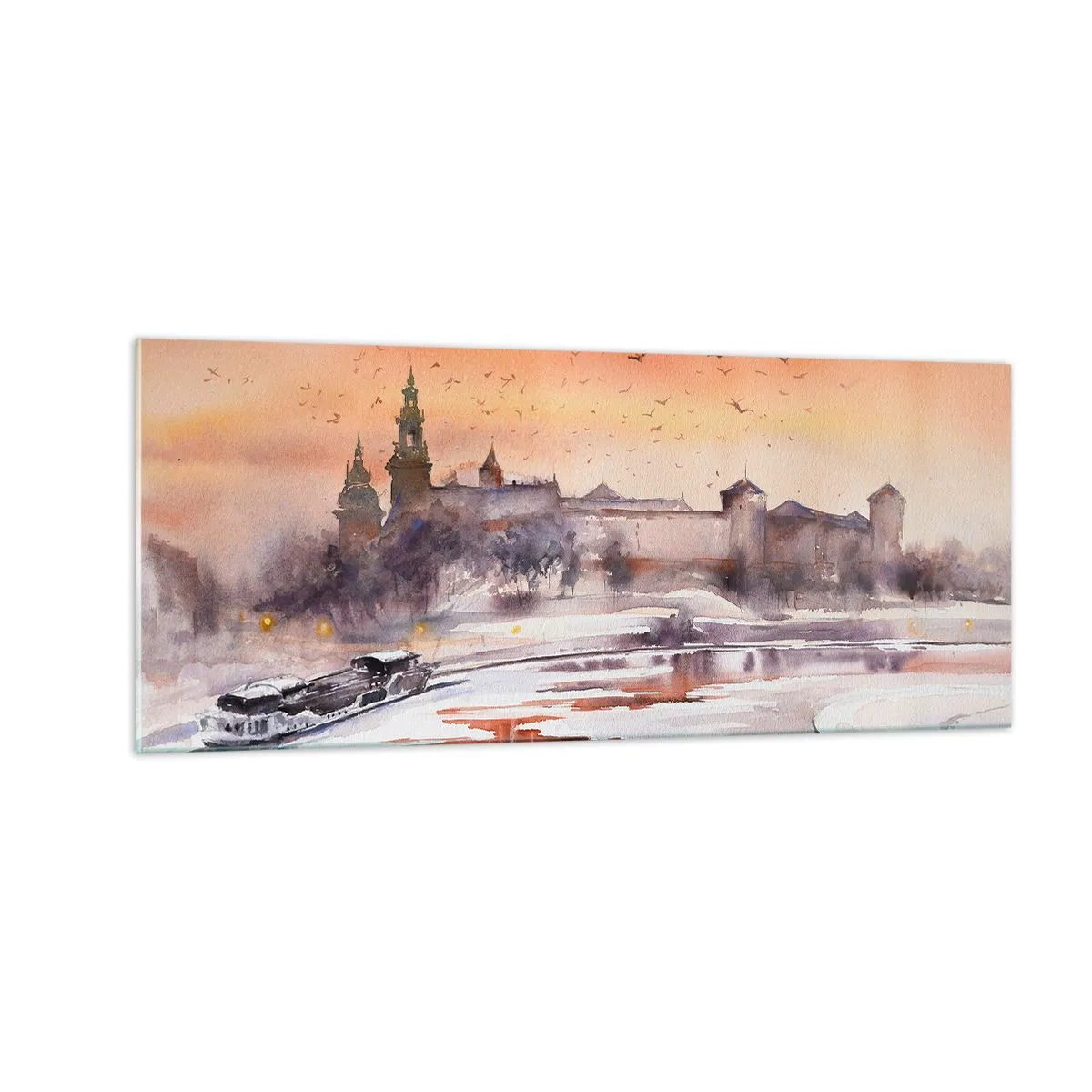 Tablou pe sticlă - Apus de soare regal - 100x40 cm