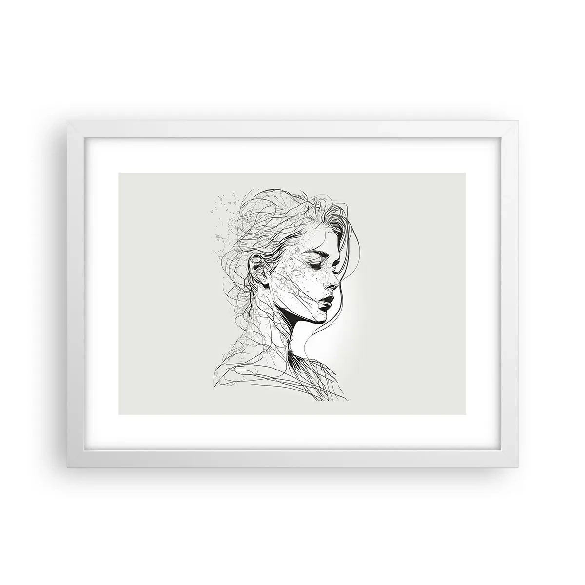 Poster în ramă albă - Desenată cu linii - 40x30 cm
