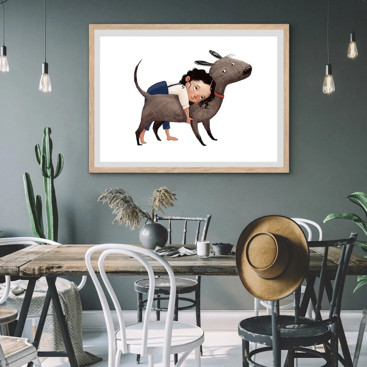 Poster în ramă de stejar deschis - Cei mai buni prieteni - 70x50 cm