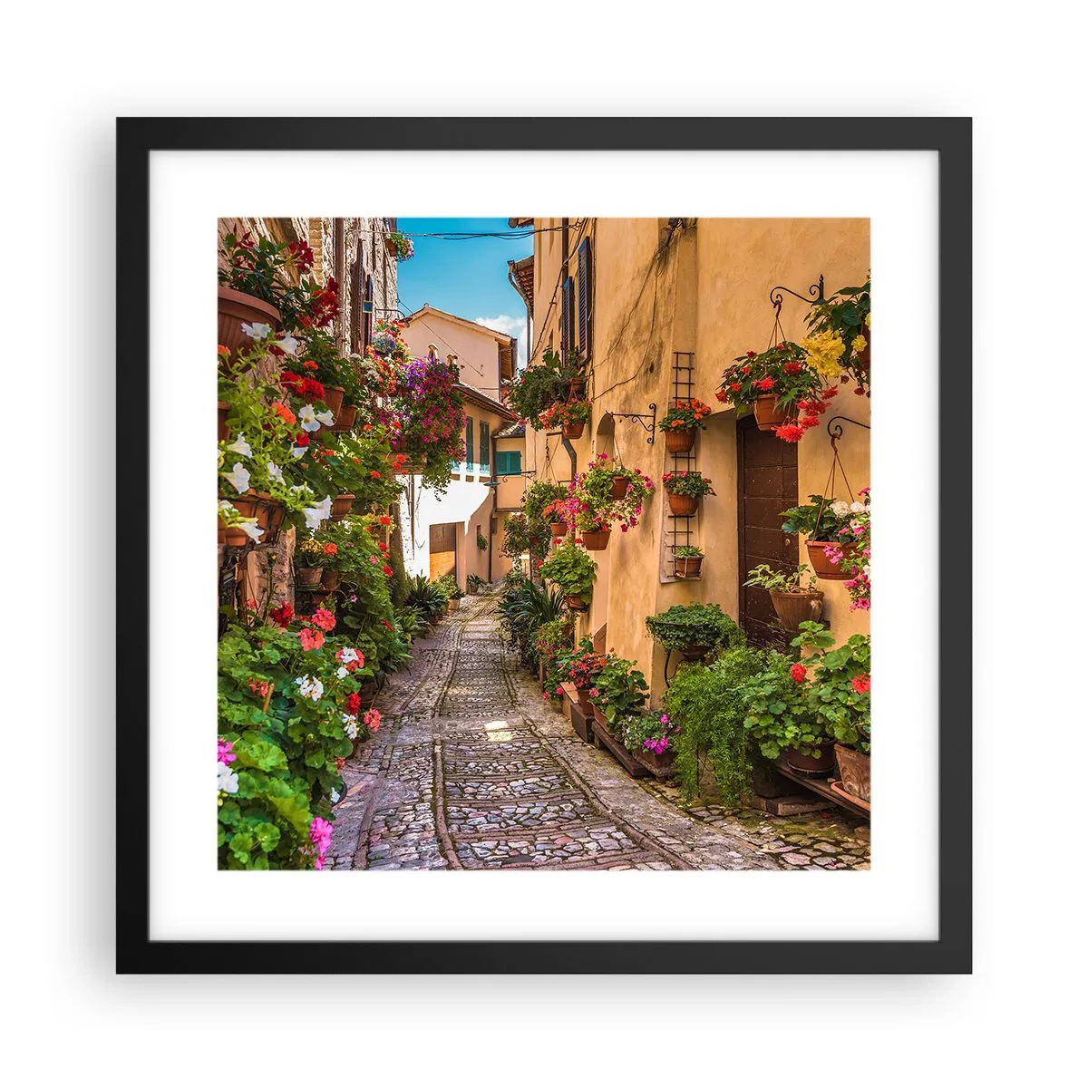 Poster în ramă neagră - Străduță italiană - 40x40 cm