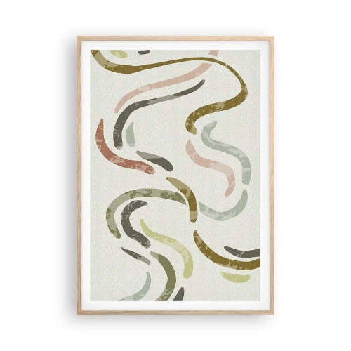 Poster în ramă de stejar deschis - Dansul vesel al abstracției - 70x100 cm