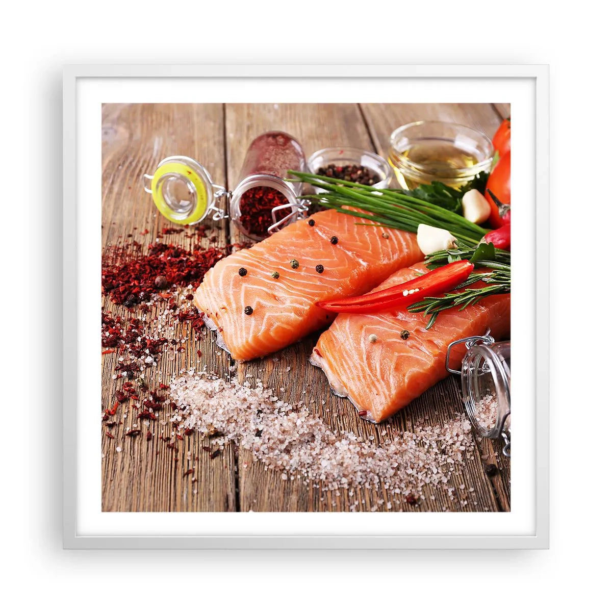 Poster în ramă albă - O aventură norvegiană în bucătărie - 60x60 cm