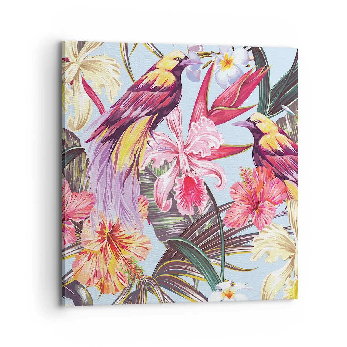 Tablou pe pânză - Petale și pene - 70x70 cm