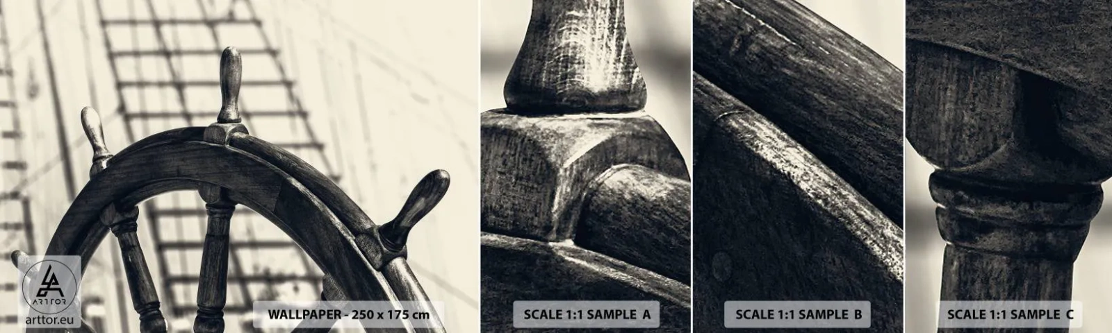 Mostră de Tapet Standard Eco - Povești despre mare - Nautic, navigație, Volan - 100x30 cm