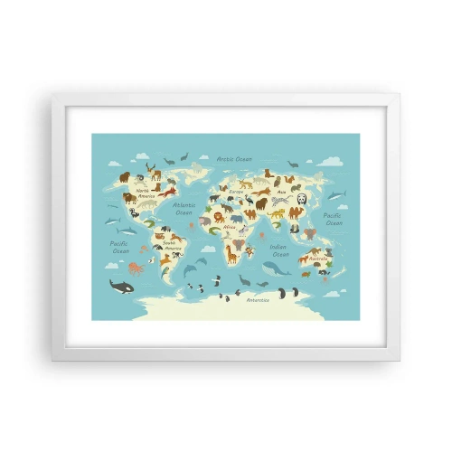 Poster în ramă albă - Vecini buni - 40x30 cm