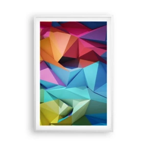 Poster în ramă albă - Origami de curcubeu - 61x91 cm