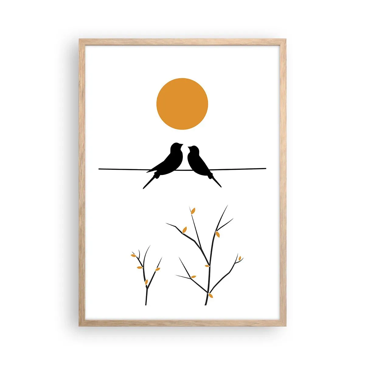 Poster în ramă de stejar deschis - Seară cu privighetori - 50x70 cm