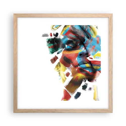 Poster în ramă de stejar deschis - Personalitate colorată - 40x40 cm