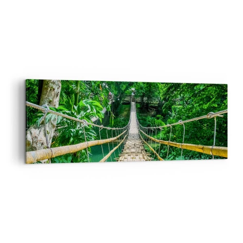 Tablou pe pânză - Pod de maimuțe peste verdeață - 140x50 cm