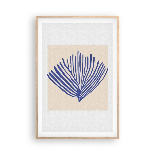 Poster în ramă de stejar deschis - Evantai albastru - 61x91 cm