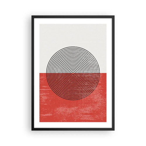 Poster în ramă neagră - Compoziție geometrică cu cercuri pe fundal roșu și alb - 50x70cm - Direct la subiect - Decorațiune modernă pentru perete pentru living și dormitor ARTTOR
