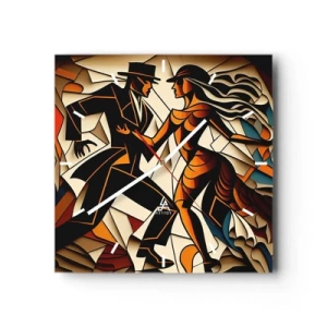 Ceas de perete - Ceas pe sticlă - Dans cu pasiune - 30x30 cm