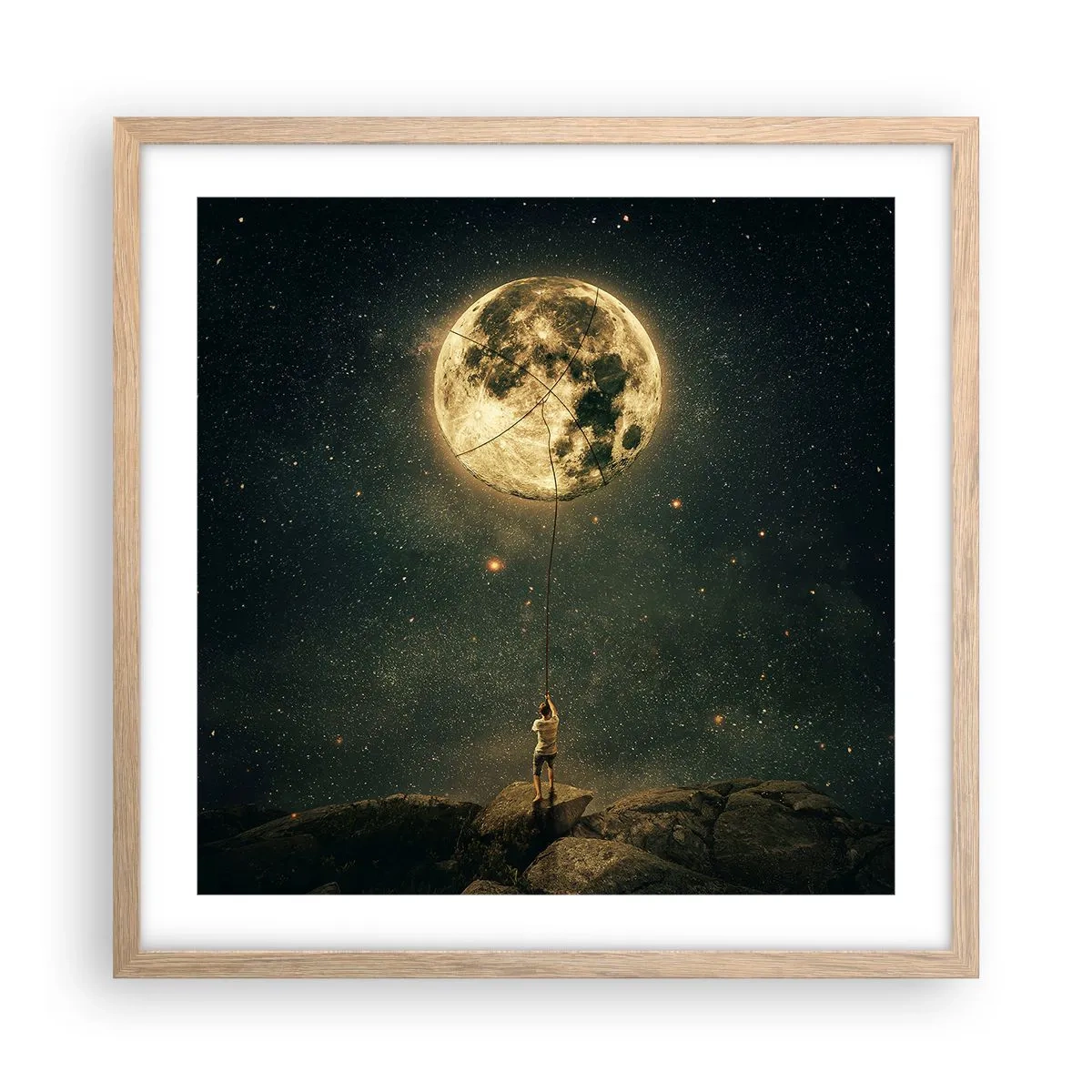 Poster în ramă de stejar deschis - Cel care a furat Luna - 50x50 cm