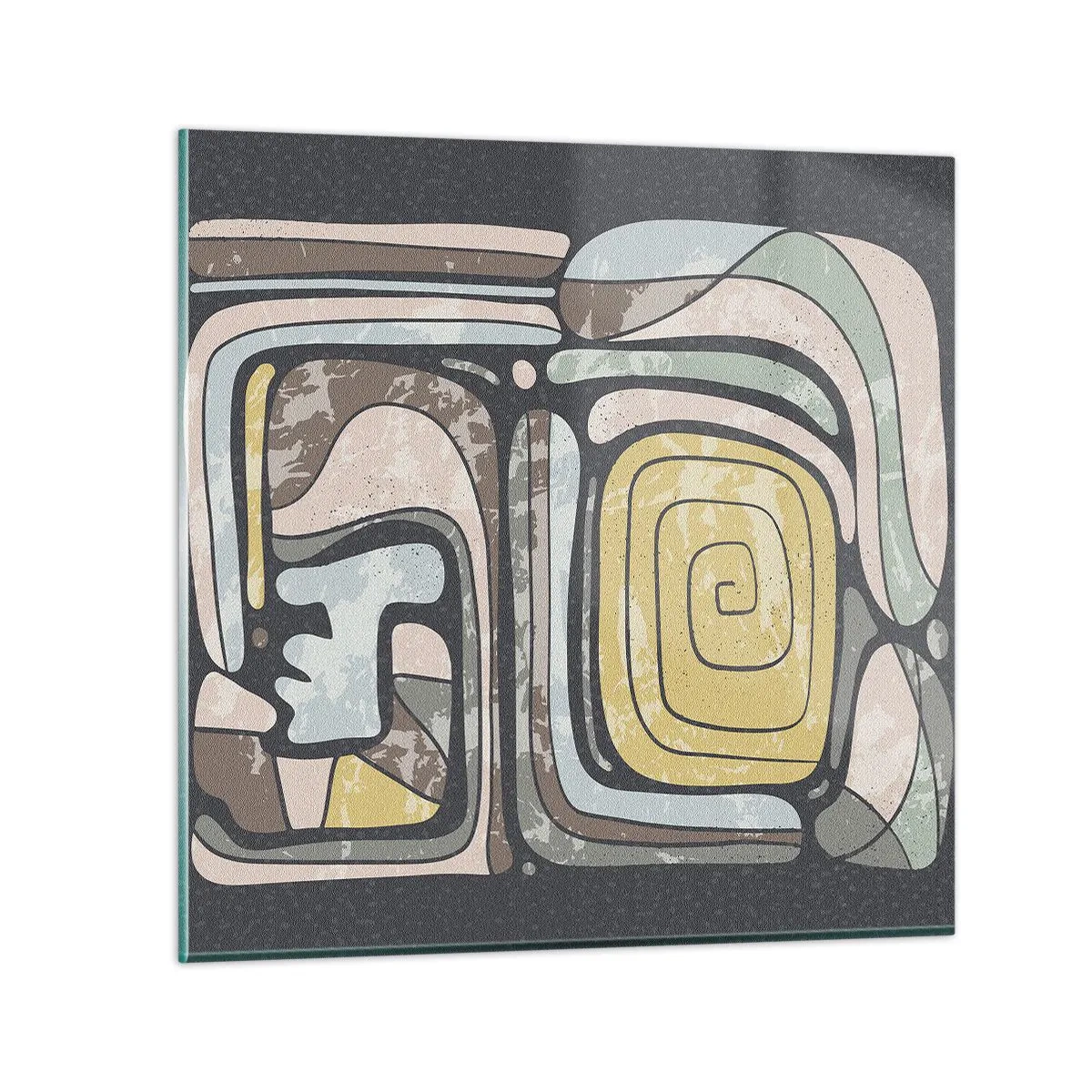 Tablou pe sticlă - Abstracție în spirit precolumbian - 30x30 cm