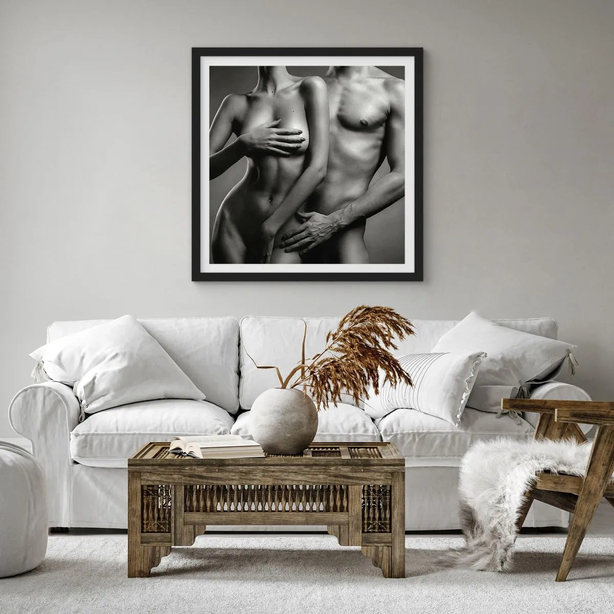 Poster în ramă neagră - Adam și Eva - 30x30 cm