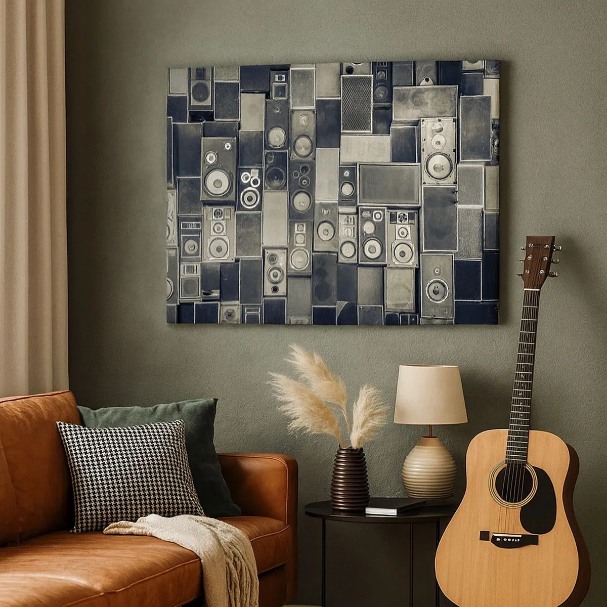 Tablou pe pânză Canvas - Colecție de boxe în stil retro - 70x50cm - Și totul este în regulă - Decorațiune modernă pentru perete pentru living și dormitor ARTTOR