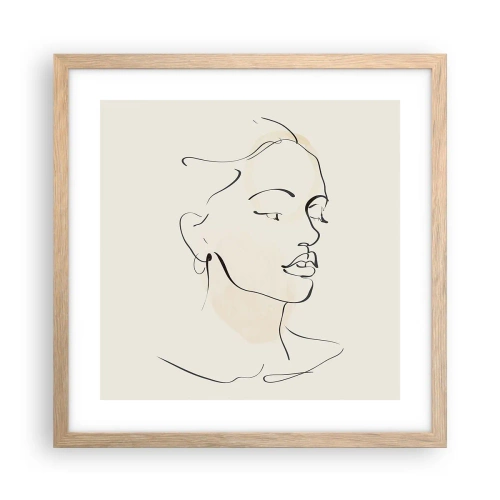 Poster în ramă de stejar deschis - Cu o linie sigură - 40x40 cm