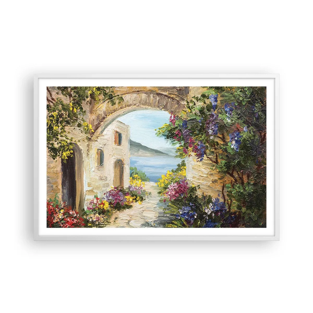 Poster în ramă albă - Farmecul peisajului de coastă - 91x61 cm