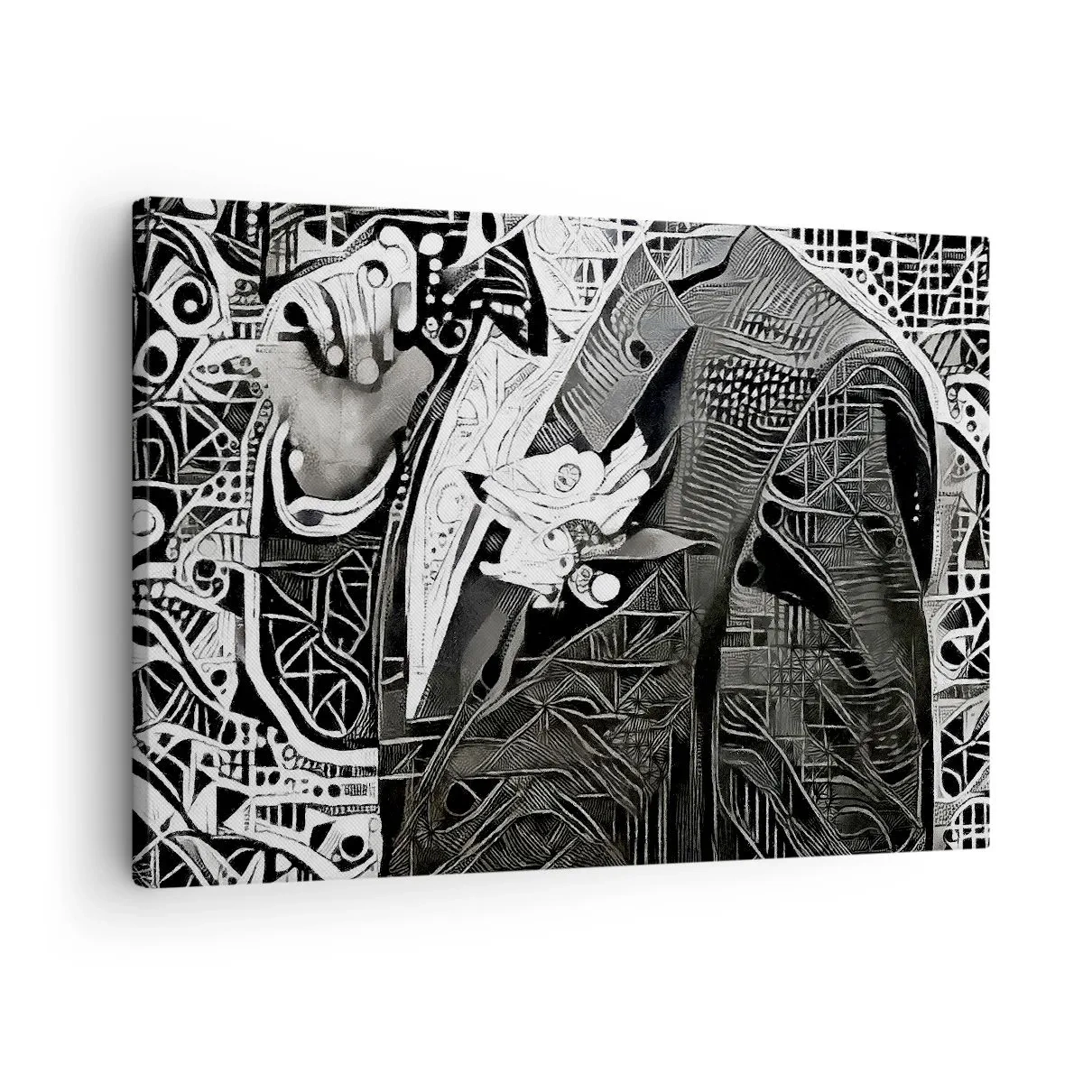Tablou pe pânză Canvas - Abstracție elegantă a unui bărbat în costum, în alb și negru - 70x50cm - Doar un om aparent gri - Decorațiune modernă pentru perete pentru living și dormitor ARTTOR