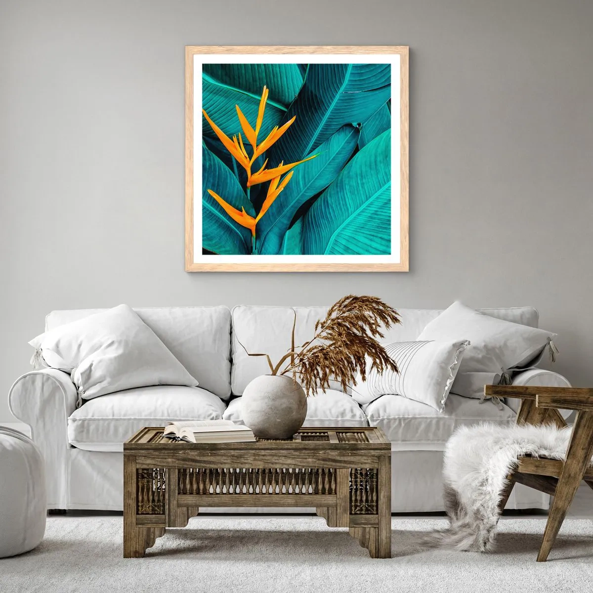 Poster în ramă de stejar deschis - Floarea Edenului - 60x60 cm