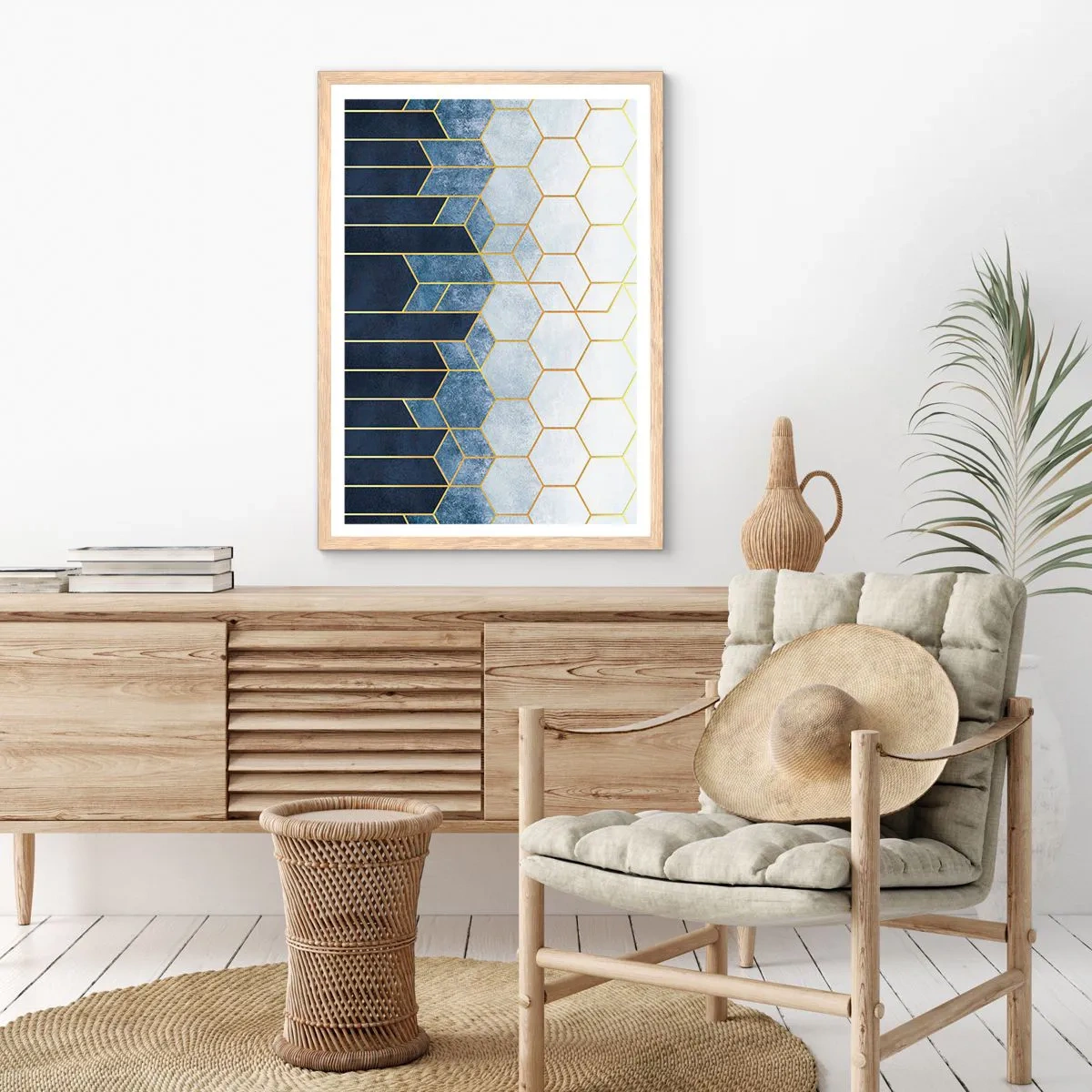 Poster în ramă de stejar deschis - Compoziție în ritm sincopat - 50x70 cm