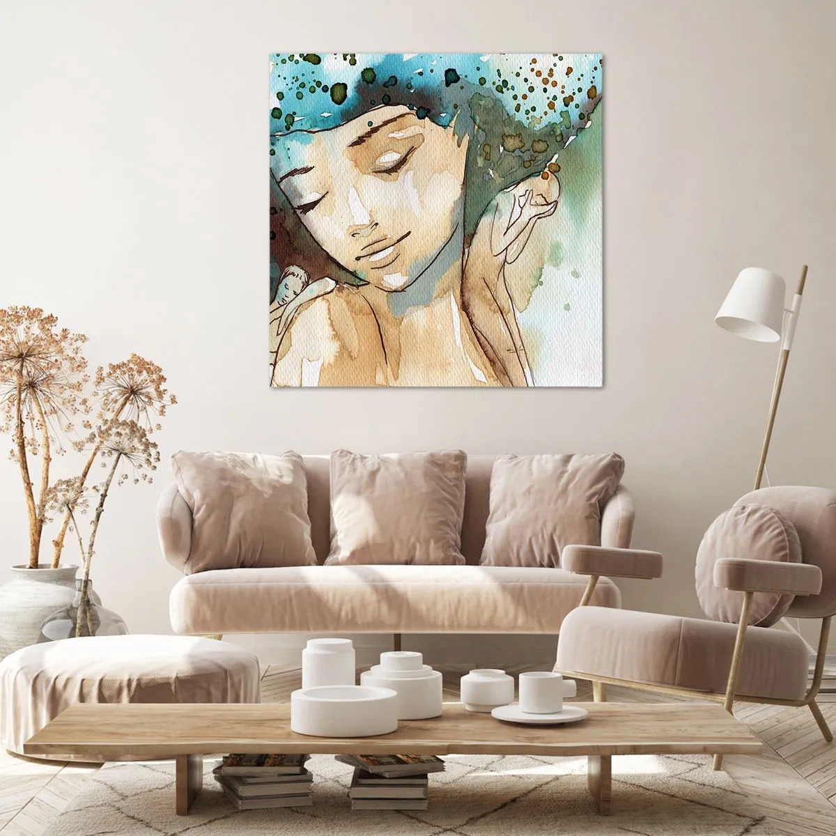 Tablou pe pânză - Lady în albastru - 70x70 cm