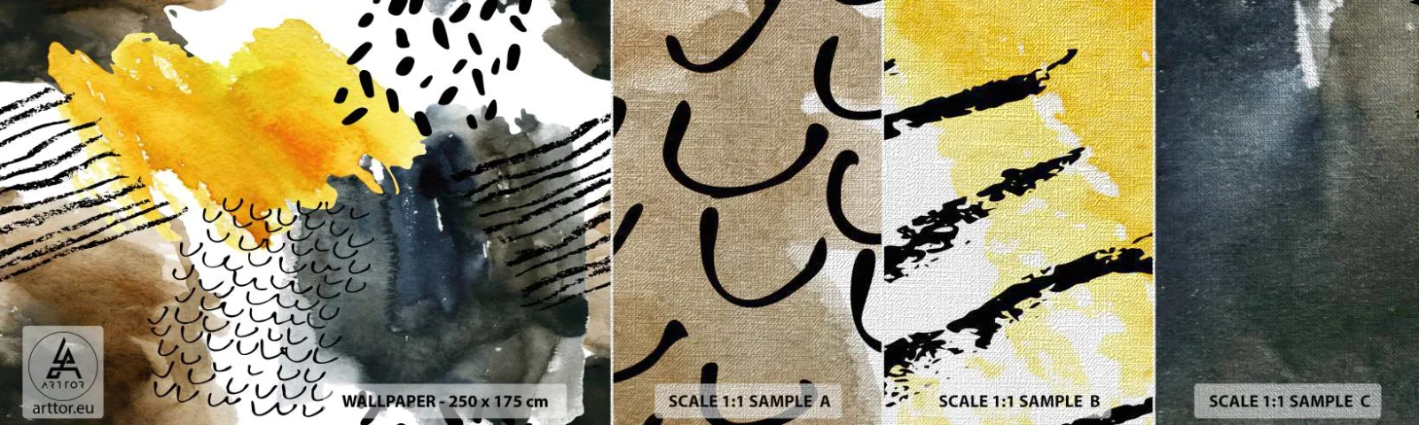 Mostră tapet Premium Canvas - O întâlnire a elementelor - Abstracția, Bucată, Artă Modernă - 100x30 cm