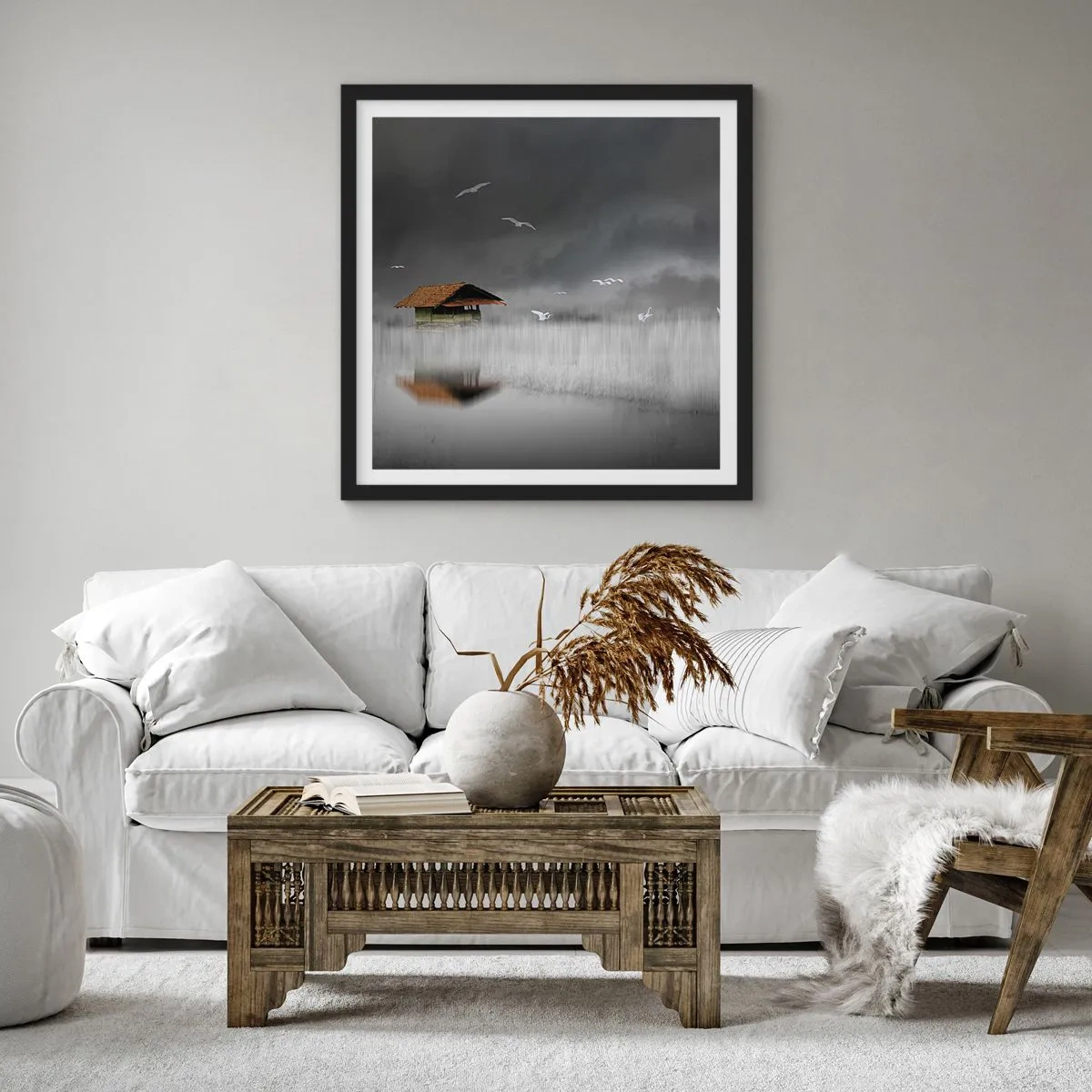 Poster în ramă neagră - Adăpost de ploaie - 40x40 cm