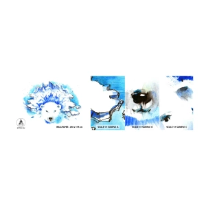 Mostră de Tapet Standard Eco - Regele Arcticii într-o coroană de gheață - Abstracția, Urs polar, Antarctica - 100x30 cm