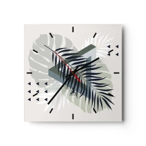 Ceas de perete - Ceas pe sticlă - Natura și geometria - două ordine? - 40x40 cm