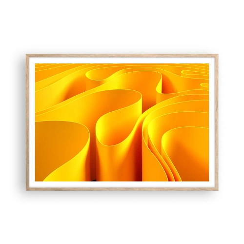 Poster în ramă de stejar deschis - Ca niște valuri de soare - 100x70 cm