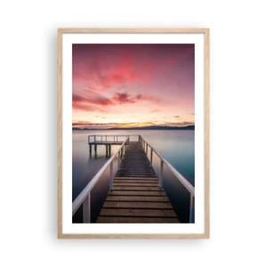 Poster în ramă de stejar deschis - Flacăra blândă a serii - 50x70 cm