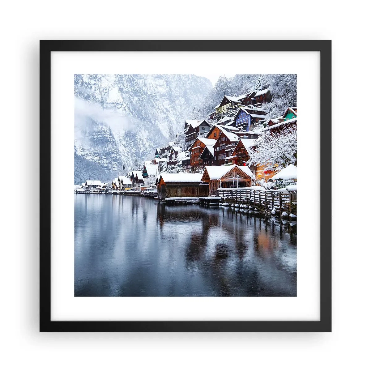 Poster în ramă neagră - În decor de iarnă - 40x40 cm