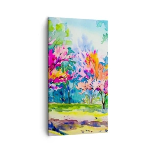 Tablou pe pânză - Grădina curcubeului în splendoarea primăverii - 45x80 cm