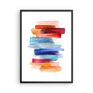 Poster în ramă neagră - Tușe abstracte colorate pe un fundal alb - 50x70cm - Sus și jos  - Decorațiune modernă pentru perete pentru living și dormitor ARTTOR