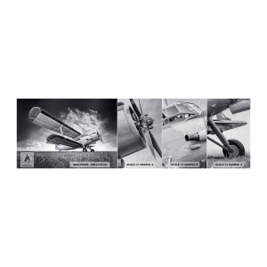 Mostră tapet Premium Sand - Rătăcitorul înaripat - Avion, Avioane, alb-negru - 100x30 cm