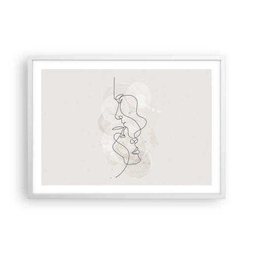 Poster în ramă albă - Încurcați într-o îmbrățișare - 70x50 cm