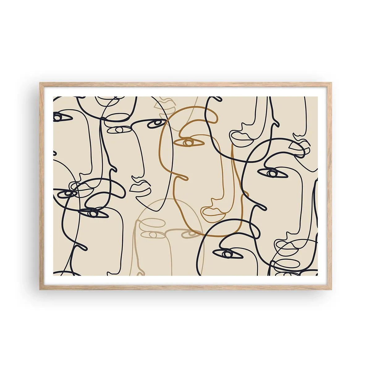 Poster în ramă de stejar deschis - Portret multiplicat - 100x70 cm