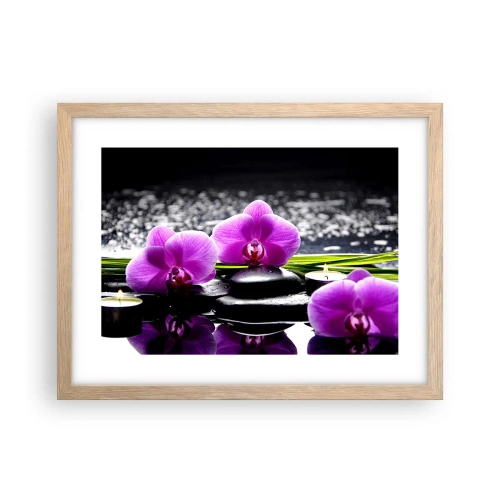 Poster în ramă de stejar deschis - Să te scufunzi în pace și liniște - 40x30 cm