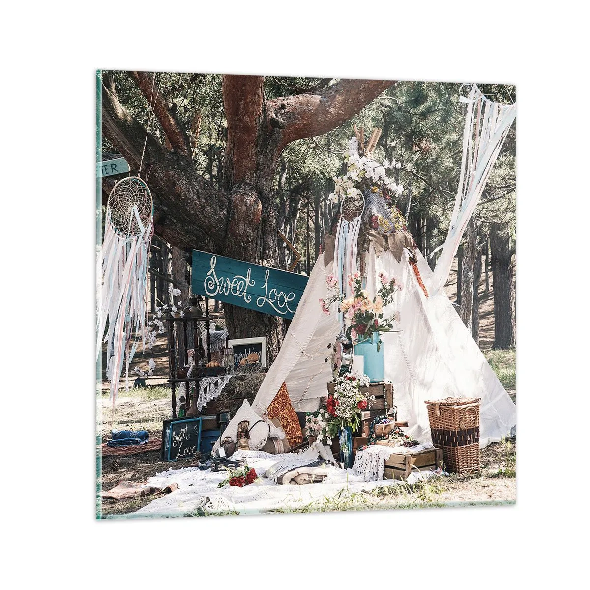 Tablou pe sticlă - Make love… - 40x40 cm